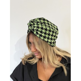 Turban Tweed Vert Et Noir -...