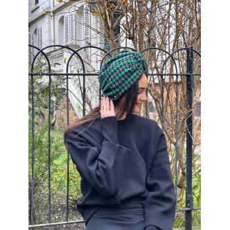 Turban Tweed Vert & Noir –...