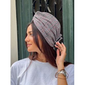 Turban à Carreaux Rouge &...