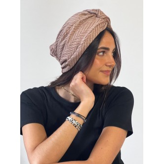 Turban Rose Poudré Motif...