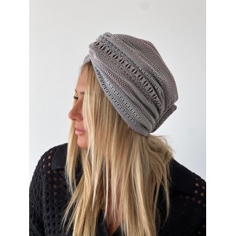Turban gris motifs jacquard...