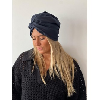 Turban bleu nuit uni -...
