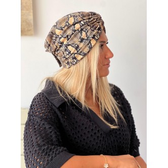 Turban imprimé python beige...