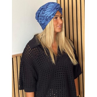 Turban bleu imprimé...