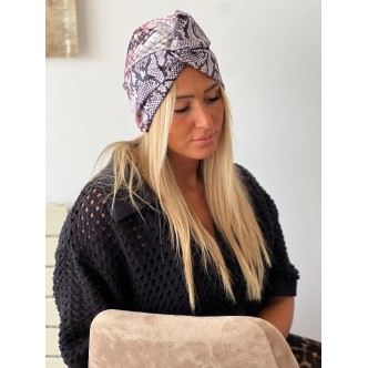 Turban python rose/gris -...