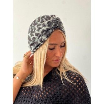 Turban imprimé léopard gris...