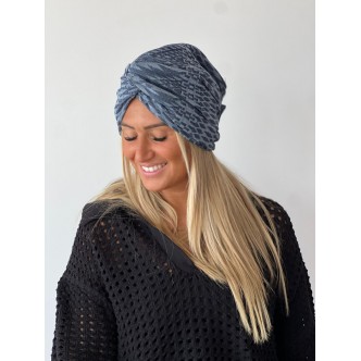 Turban Bleu Géométrique -...