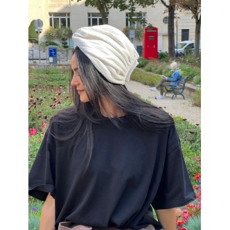 Turban Blanc Nacré Plissé -...