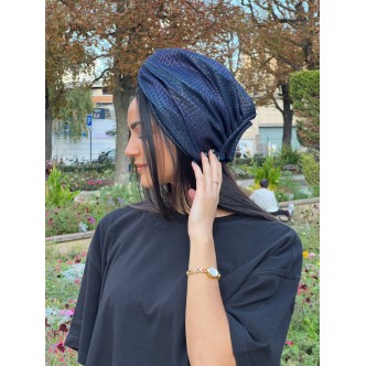 Turban Bleu Nuit Brillant -...