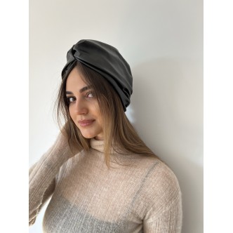 Turban Similicuir Noir-...