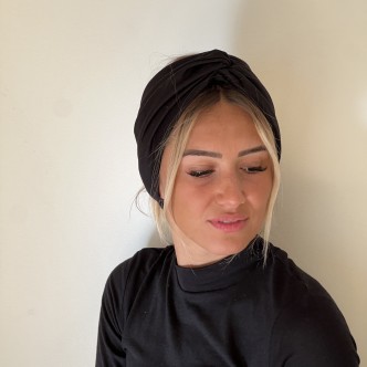 Turban Noir en lycra -...